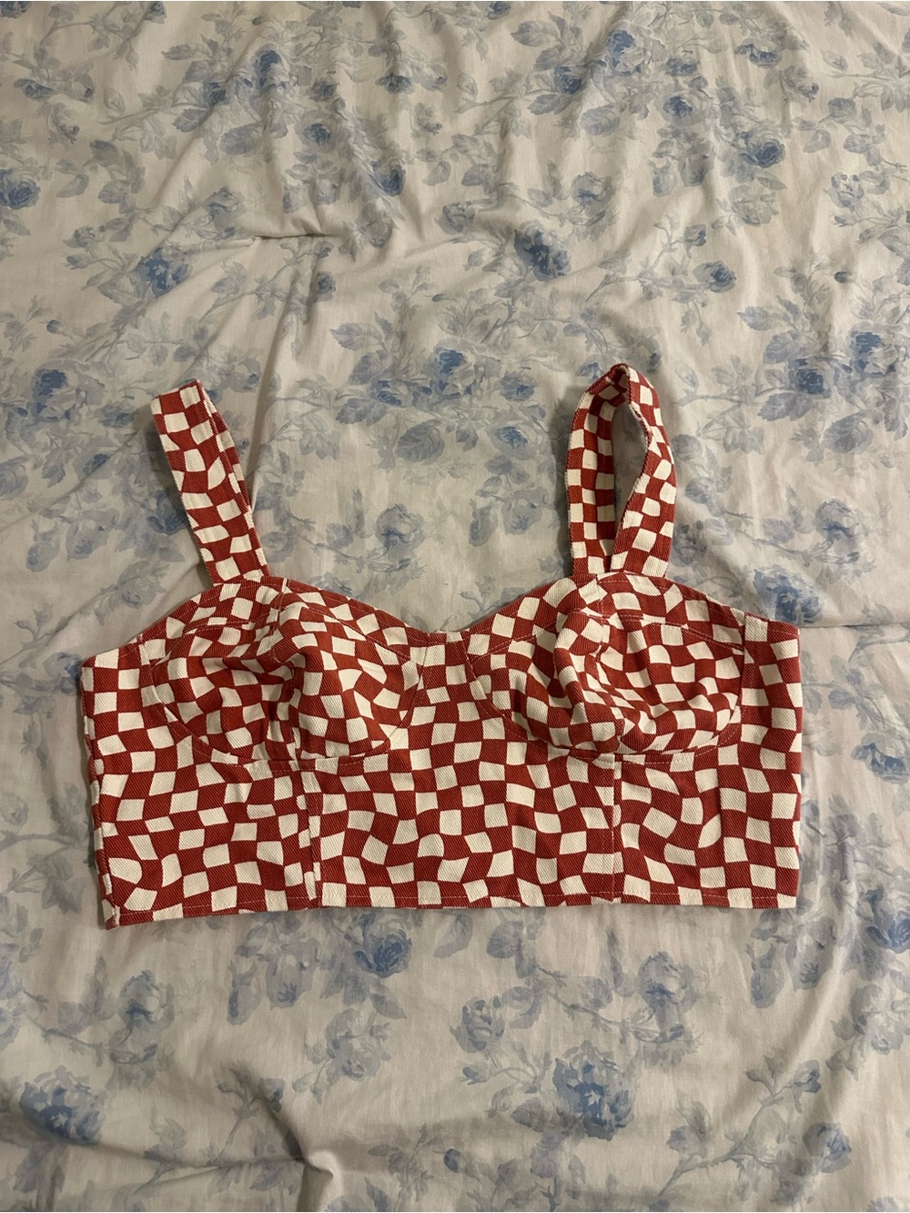 Red and White Checker Crop Tank Top